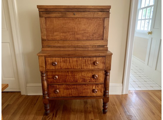 Ca. 1875-1895 Tiger Maple Two Piece Chest