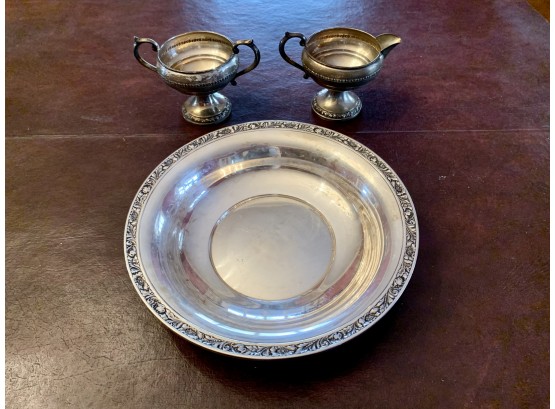 'Margaret Rose' Sterling Silver Bowl And Sugar & Creamer From FB Rogers