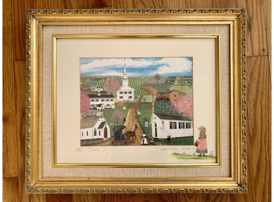 Charming Limited Edition Print Of The Town Of Easton, CT - Signed And Dated