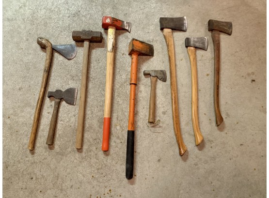 Group Of Axes, Sledgehammers & Wedges, Some Vintage