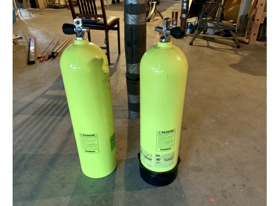 Two Aluminum High Pressure Breathing Air Cylinders