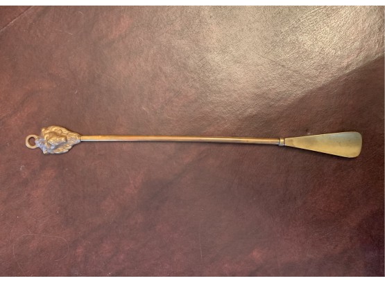 Brass Shoe Horn With Lion Head