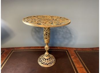 Round Pierced Brass Pedestal Side Table