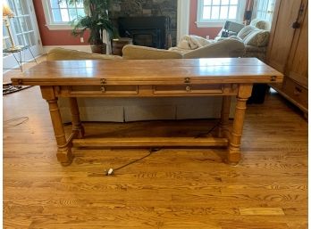 Solid Oak Flip Side Table By Century Furniture