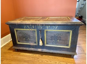 19th Century Wooden Poly Chrome Decorated Trunk