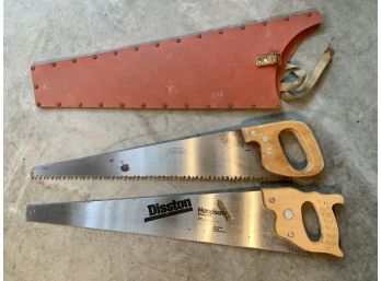Two Hand Saws One With Leather Sheath