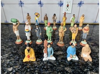 Collection Of 18 Early To Mid 20th Century Well-made Clay Figures From India