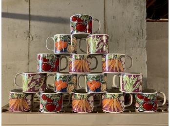 Set Of Sixteen Oversized Ceramic Mugs