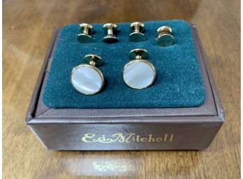 Mother Of Pearl Cufflinks & Stud Set , New In Box