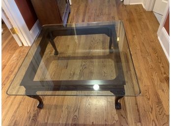 Glass Top Square Mahogany Coffee Table