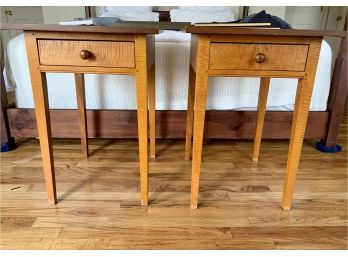 Pair Of Well-Built Tiger Maple Shaker Style Night Stands