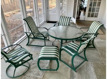 Green & White Stripe 7 - Piece Patio Furniture Set
