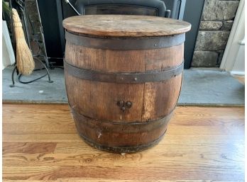 Antique Oak Oval Iron Banded Barrel
