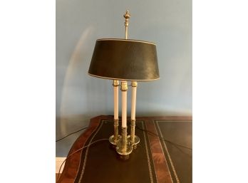 Brass Trefoil Lamp With Textured Black Shade