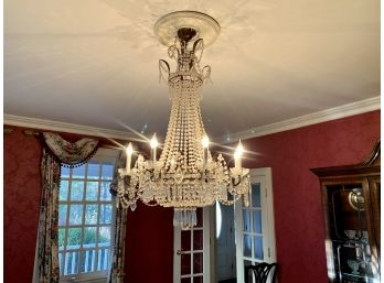 Crystal Eight Light Empire Chandelier, Paid $3250 * Professional Required For Removal  *