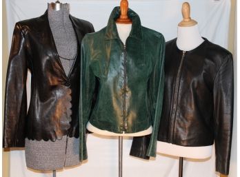 Three Leather Jackets Sizes 6-8
