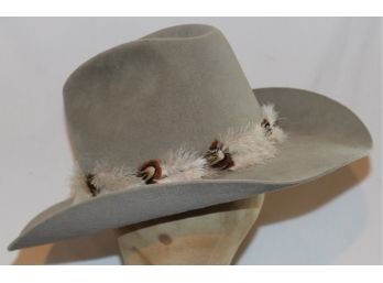 Biltmore Canadian Velour Tan Western Hat W/ Feathered Band- Size 7 1/8