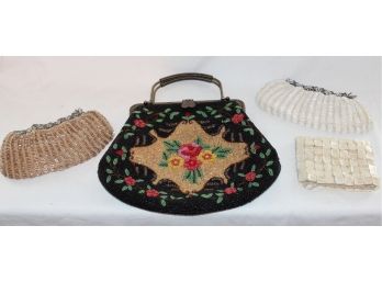Lot Of Four Assorted Beaded Hand Bags