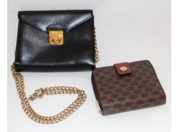 Lot Of Two Designer Accessories- Ferragamo Mini Cross Body Purse & Celine Zipper Wallet
