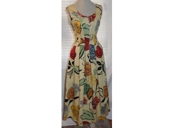 Makola Vintage Print Fit N Flair Dress Size Small