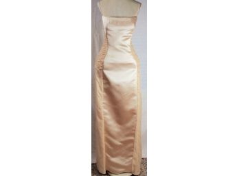 Pesavento Couture Blush Pink Rusched Net & Satin Strapless Gown- Size 4/6