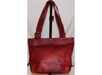 Coach Red Leather Double Handled Tote Bag