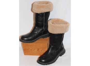 Ugg Black Leather Shearling Lined Boots- Size 8