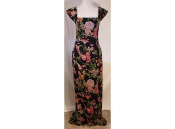 Floral Beaded Gown W/ Fishtail Back- Size Small