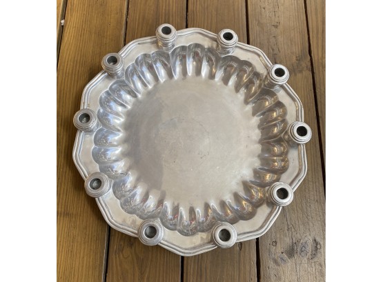 Dupius Design Pewter Bowl With Candle Holders
