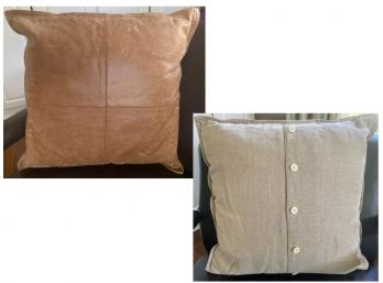 Pottery Barn Leather & Linen Pillow