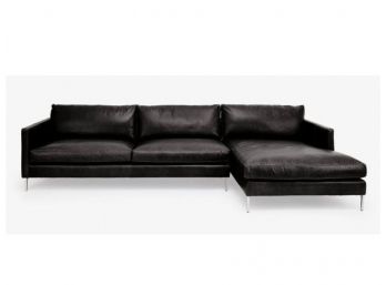 Cobble Hill For ABC Home Hannah Charcoal Grey Leather 2-Pc Sectional - Retails For $5480