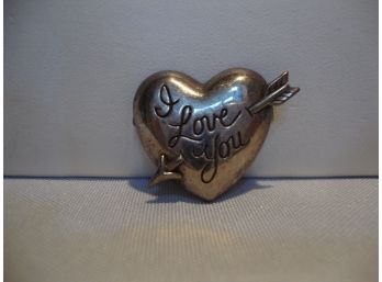 H&H Sterling 'I Love You' Heart Pin