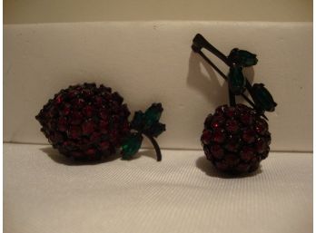 Vintage Rhinestone Warner Berry Pins (2)