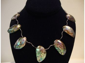 Sterling Abalone Shell Necklace 27'