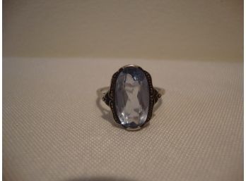935 Silver Ring With Blue Stone Size 8.5