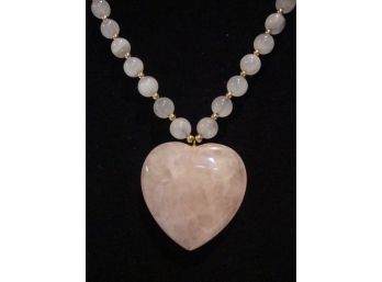Rose Quartz Heart Necklace 16'
