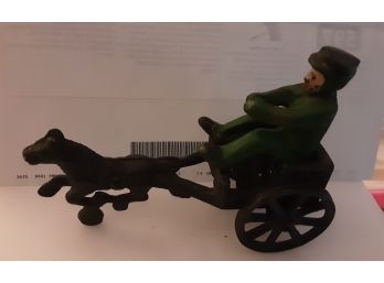 Vintage Cast Iron Toy And Carriage With Driver
