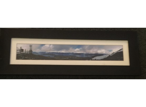 Amazing Panoramic Framed And Matted Landscape Photo Mountains Water And Clouds