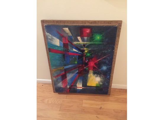 Large Abstract Geometric Prism Art Framed  Signed Littman