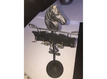 Antique Cast Iron Table Top Key Holder With Horse