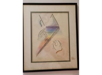 Abstract Prism And String Instrument Watercolor, Chalk On Paper