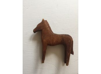 Amazing East Asian Stamped Carved Wood Horse