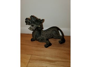 Ornately Engraved Resin Fu Dog Sculpture