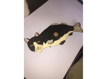Unique Cat, Fish Metal Birdhouse Sculpture
