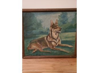 Antique Detailed Oil On Canvas Of Noble Dog. Signed George Taylor.