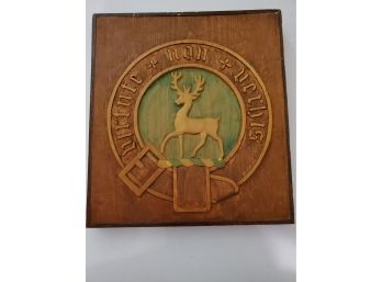 Family Crest, Solid Wood Carved, 'Virtute Non Verbis'