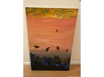 Large Abstract Sunrise Oil On Canvas