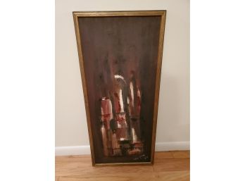 Dark Abstract Oil On Canvas, Signed By Artist.