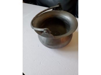 Antique Pewter Pot With Handle. Stamped On Bottom.