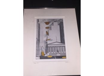 Amazing Wall St Etching By Bernard Zolon Framed And Matted